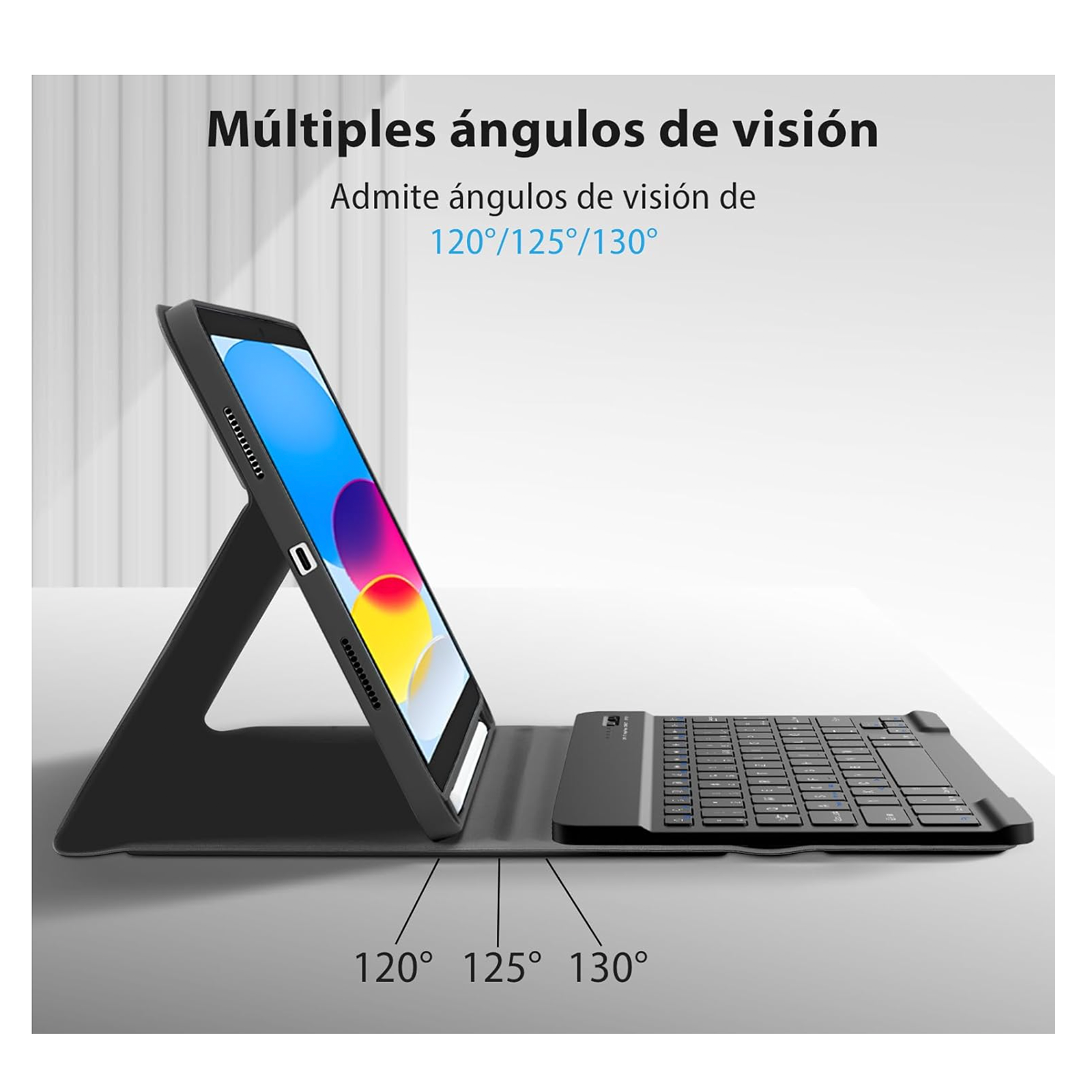 FUNDA CON TECLADO JOIGO PARA IPAD 10.9 4 5TA G CON RANURA NEGRO - 3