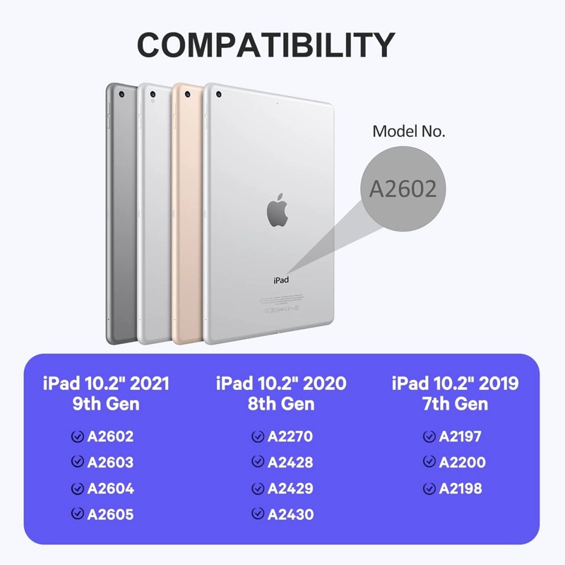 FUNDA CON TECLADO COMPATIBLE CON IPAD 10.2 7 8 9 RANURA LAPIZ ROSADO - 6
