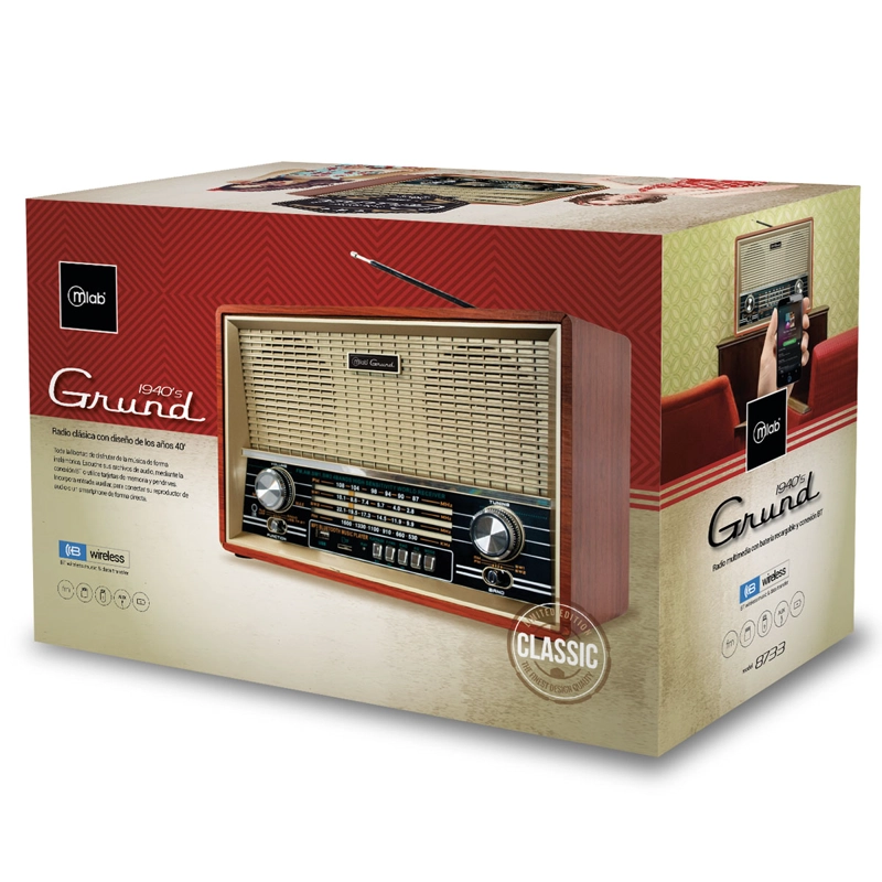 RADIO VINTAGE CON BLUETOOTH RETRO RADIO AM/FM GRUND - 8