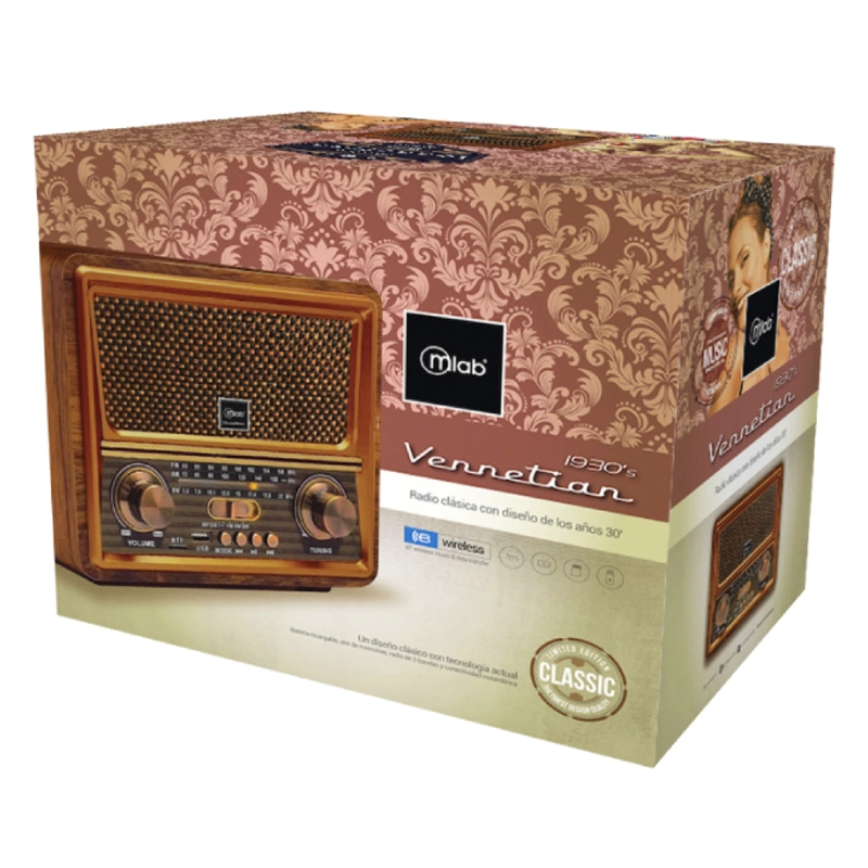 RADIO AM FM VINTAGE BLUETOOTH RETRO VENNETIAN - 6