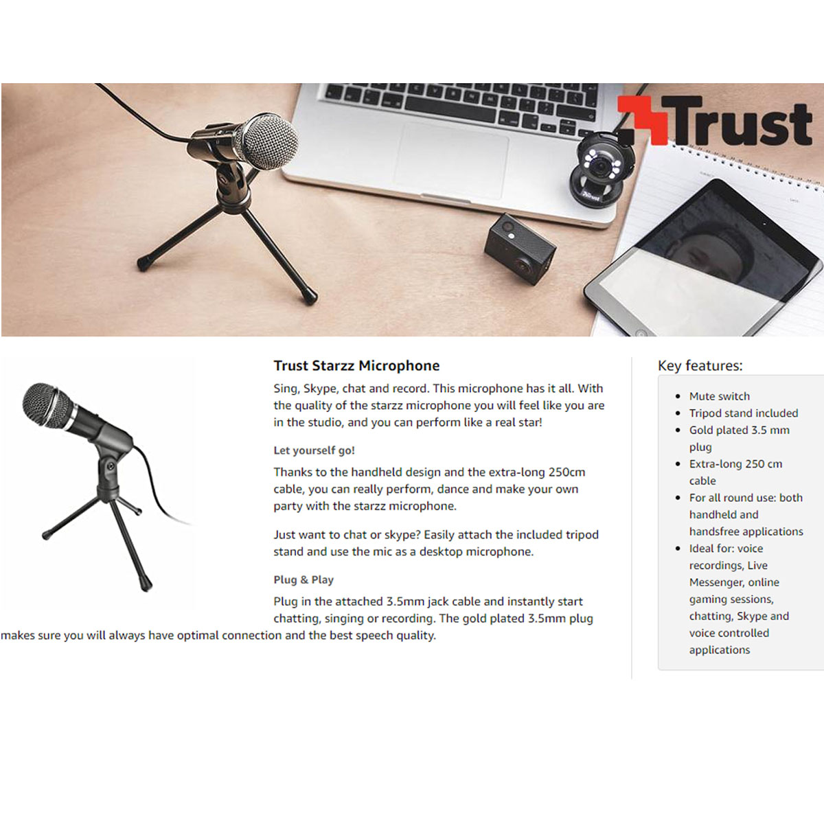 MICRÓFONO TRUST PARA PC STARZZ 2.5MM - 4
