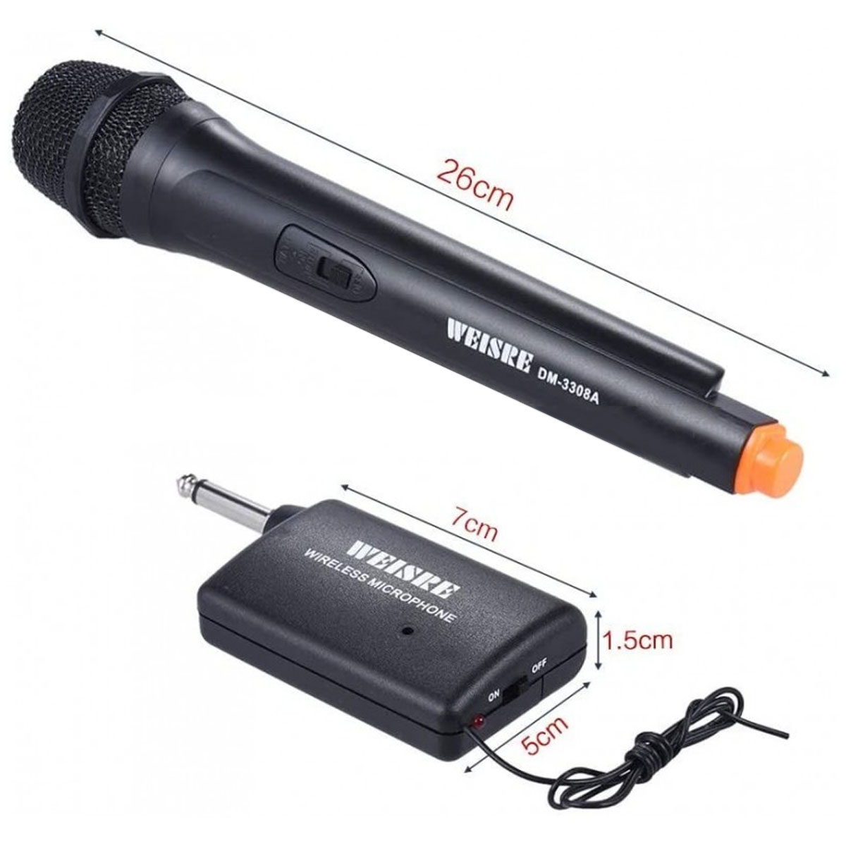 MICRÓFONO INALÁMBRICO WEISRE DM-3308A NEGRO - 3