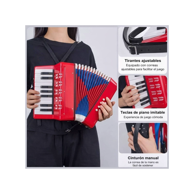 ACORDEON DE NIÑO 17 TECLAS 8 BAJOS COLOR ROJO NUTECH ROJO - 4