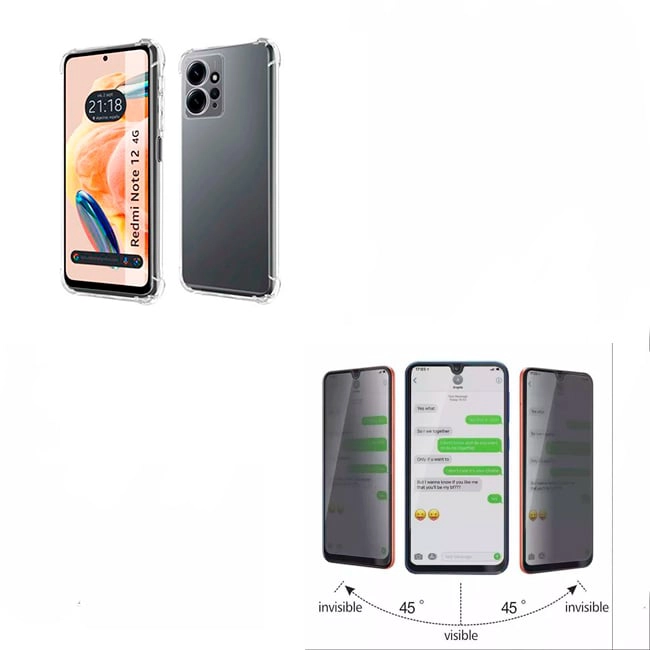 CARCASA LAMINA ANTIESPIA TRANSPARENTE PARA XIAOMI NOTE 12 4G - 1