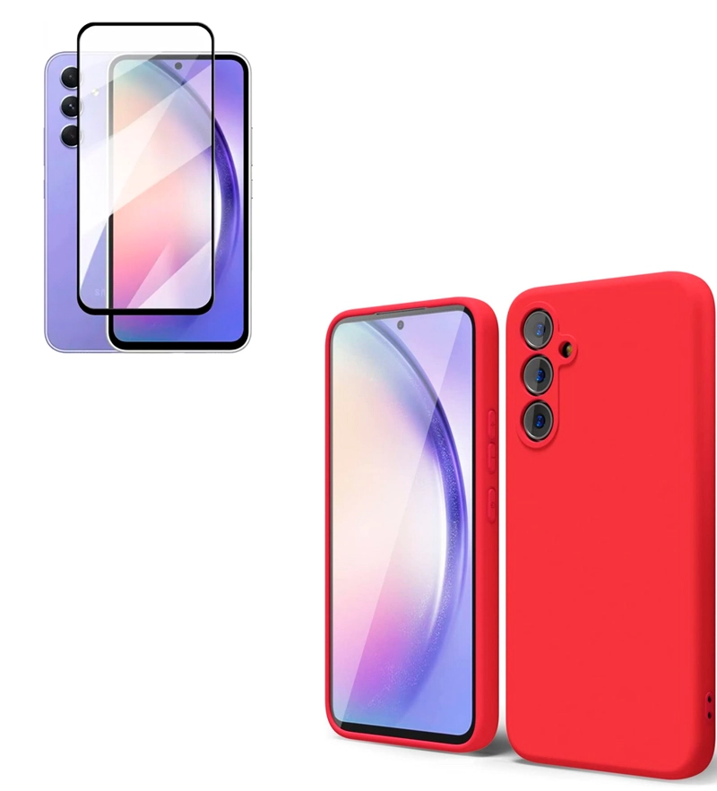 GENÉRICO CARCASA JOIGO SAMSUNG A34 + LÁMINA VIDRIO TEMPLADO ROJO