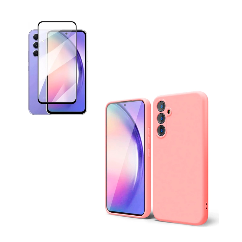 GENÉRICO CARCASA JOIGO SAMSUNG A34 + LÁMINA VIDRIO TEMPLADO ROSADO