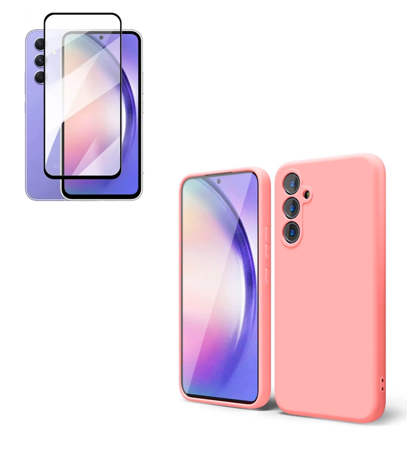 GENÉRICO CARCASA JOIGO SAMSUNG A14 + LÁMINA VIDRIO TEMPLADO ROSADO