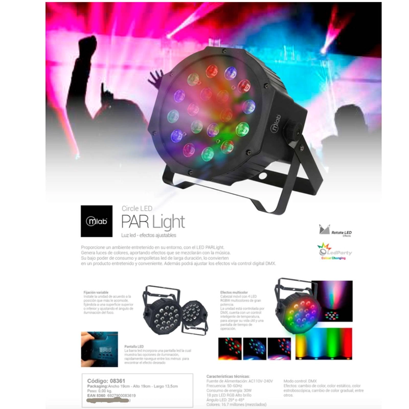 LUZ FIESTA MICROLAB RGB PARLIGHT CIRCLE LED 8361 - 5