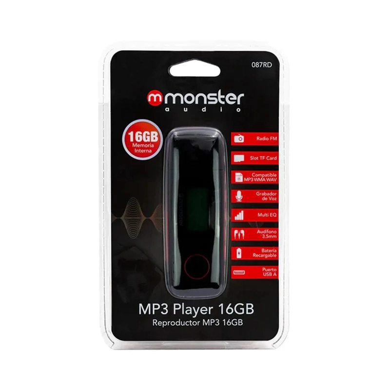 REPRODUCTOR MP3 16GB EXPANDIBLE / RADIO/ GRABADORA LCD ROJO - 5