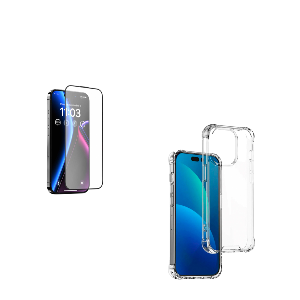 JOIGO CARCASA JOIGO TRANSPARENTE LÁMINA VIDRIO IPHONE 15 PLUS