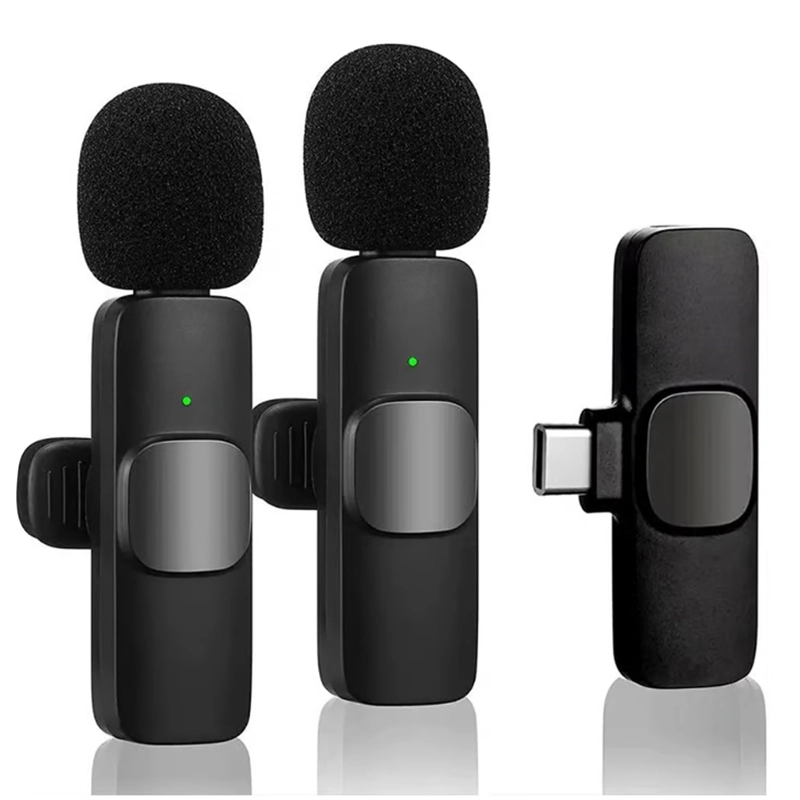 KIT DE 2 MICROFONOS INALAMBRICOS SOLAPA PARA CELULAR USB-C - 1