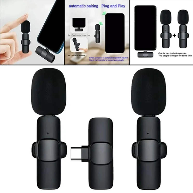 KIT DE 2 MICROFONOS INALAMBRICOS SOLAPA PARA CELULAR USB-C - 2