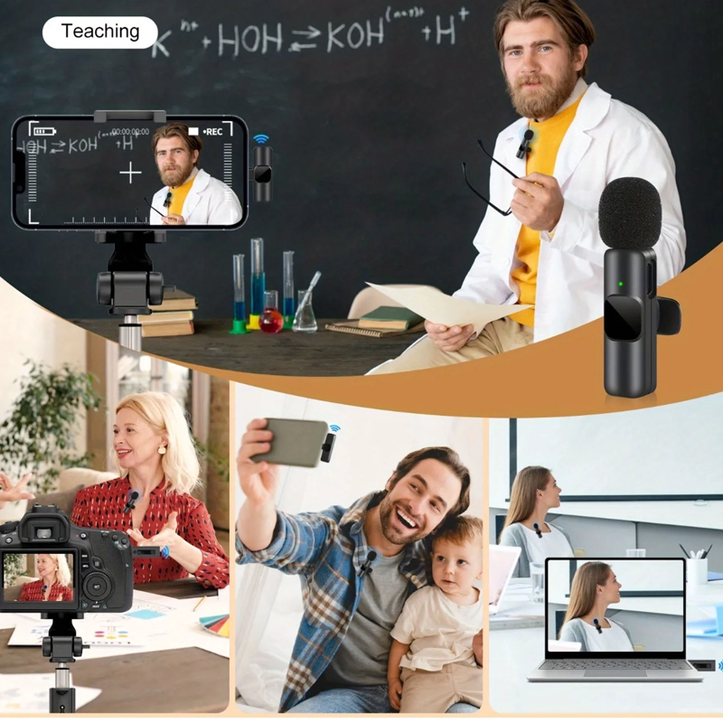 KIT DE 2 MICROFONOS INALAMBRICOS SOLAPA PARA CELULAR USB-C - 4