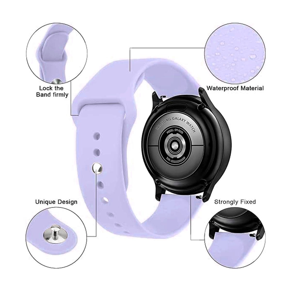 CORREA DE GOMA COMPATIBLE CON SAMSUNG GALAXY WATCH 22MM LILA - 2