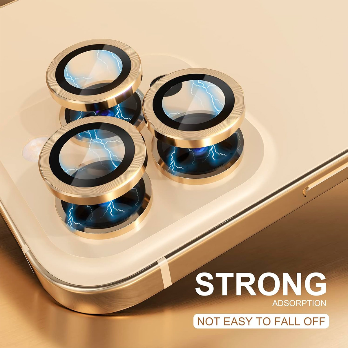 PROTECTOR DE LENTE DE CAMARA PARA IPHONE 15/15 PLUS DORADO - 2