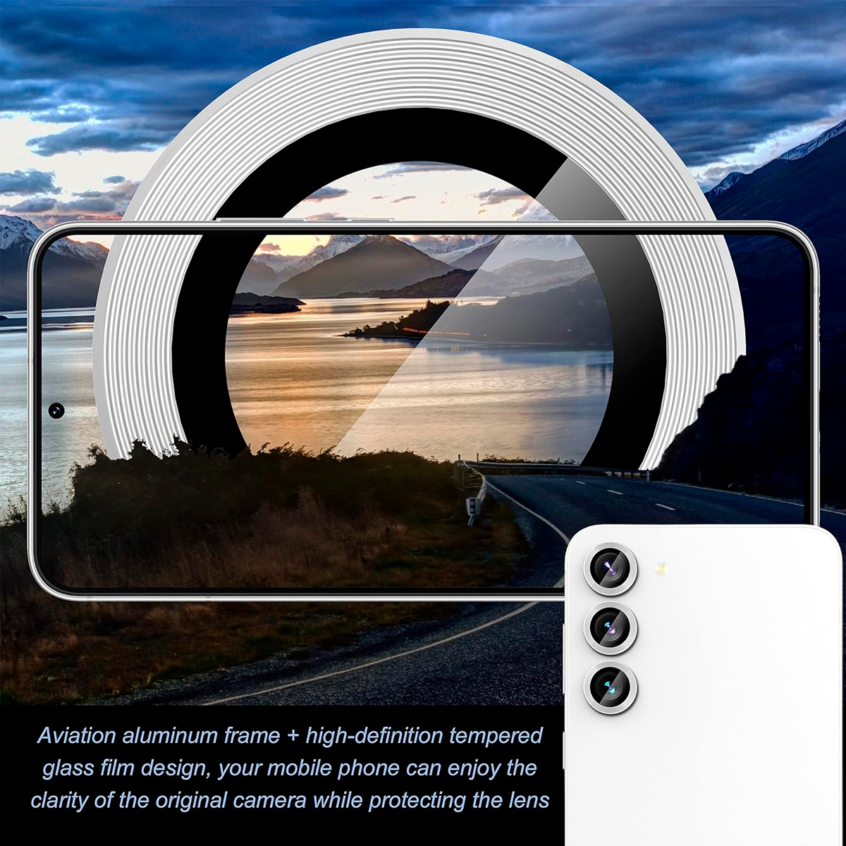 PROTECTOR DE LENTE DE CAMARA PARA SAMSUNG S23 / S23 PLUS PLATEADO - 3