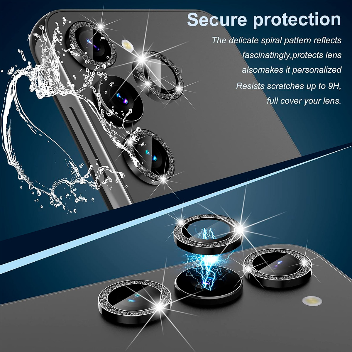 PROTECTOR JOIGO LENTE CAMARA PARA SAMSUNG S23 S23 PLUS BRILLO NEGRO - 4