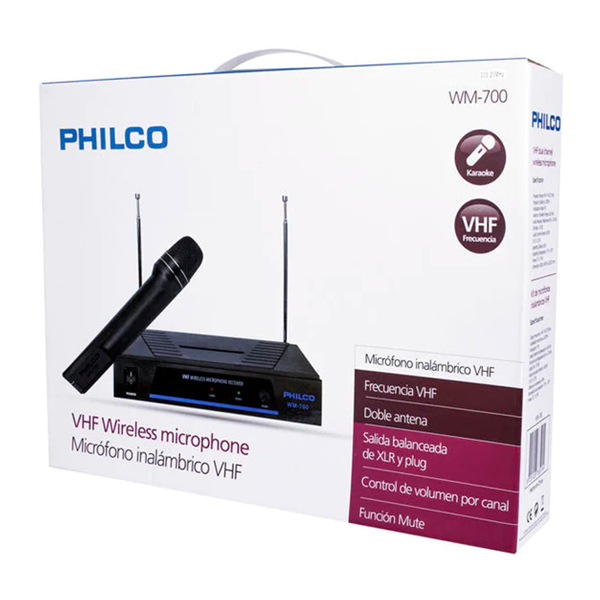 MICROFONO PHILCO INALAMBRICO INDIVIDUAL RECEPTOR VHF WM-700 - 4