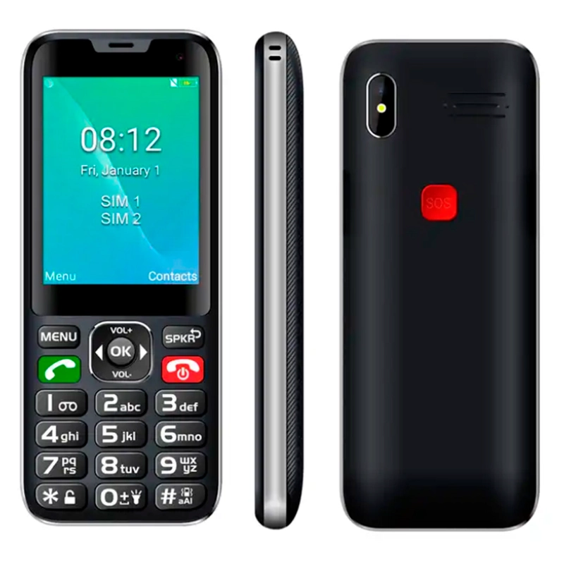 CELULAR TECNOLAB TELEFONO ADULTO MAYOR 4G 2.8' COLOR NEGRO - 3