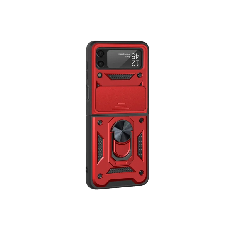 CARCASA CON SOPORTE Y ANILLO PARA SAMSUNG Z FLIP 3 ROJO - 1