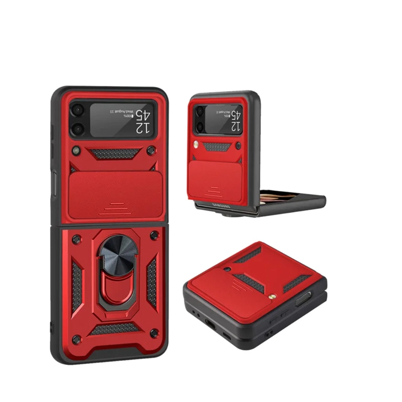 CARCASA CON SOPORTE Y ANILLO PARA SAMSUNG Z FLIP 3 ROJO - 2