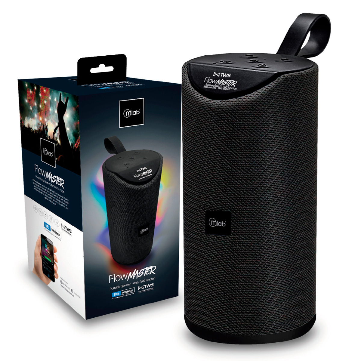 PARLANTE BLUETOOTH MICROLAB PORTATIL FLOW MASTER TWS NEGRO - 4