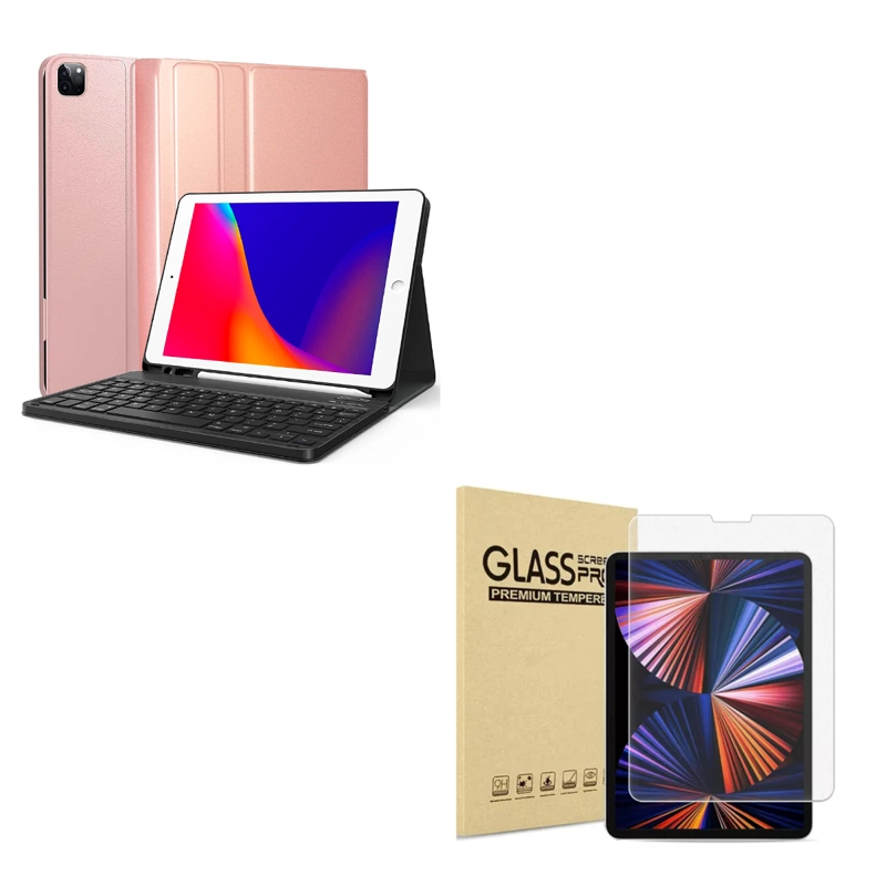 FUNDA CON TECLADO JOIGO LAMINA PARA IPAD 12.9 CON RANURA ROSA - 1