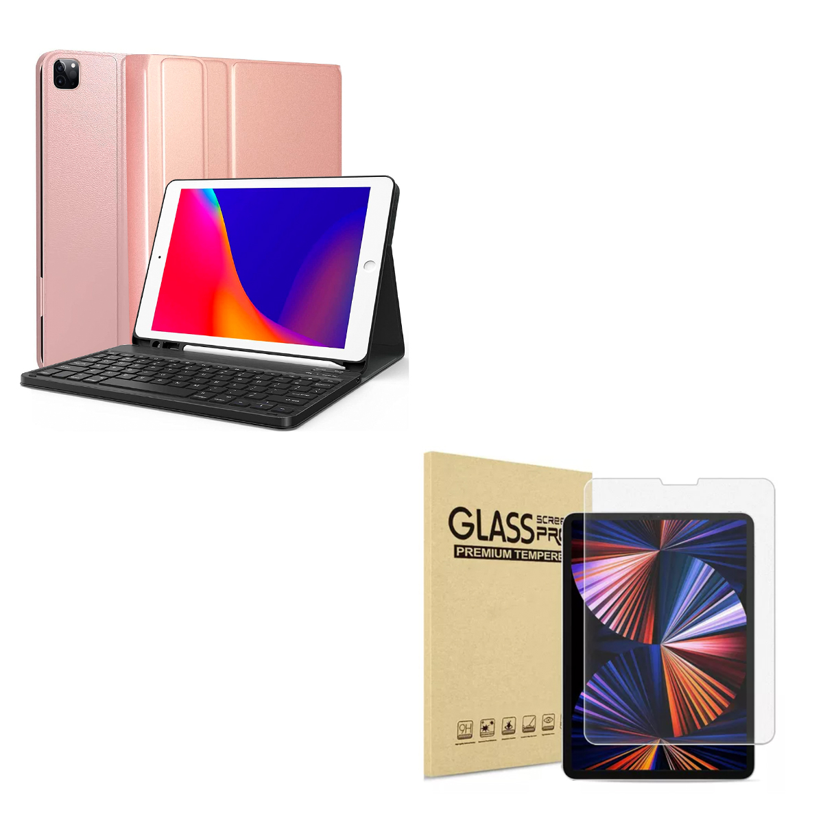 FUNDA CON TECLADO JOIGO LAMINA PARA IPAD 12.9 CON RANURA ROSA - 1