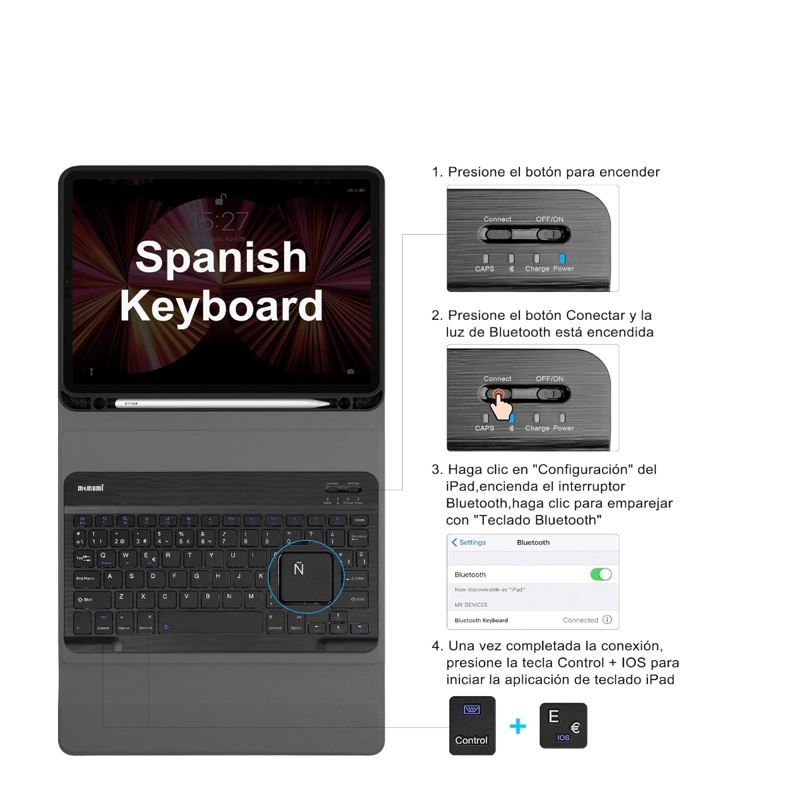 FUNDA CON TECLADO JOIGO LAMINA PARA IPAD 12.9 CON RANURA ROSA - 5