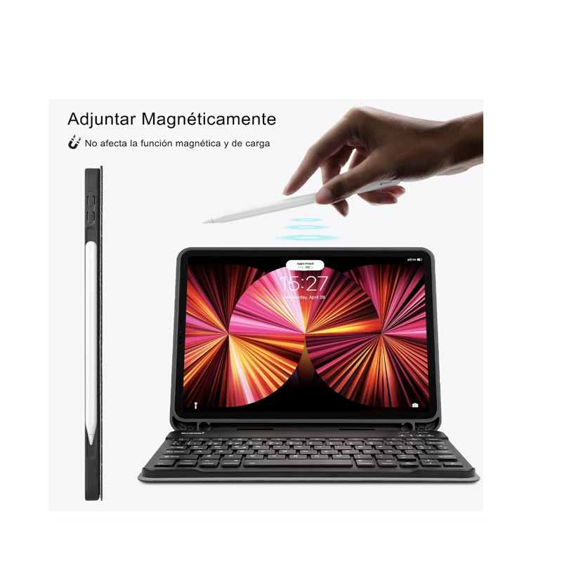 FUNDA CON TECLADO JOIGO LAMINA PARA IPAD 12.9 CON RANURA ROSA - 6