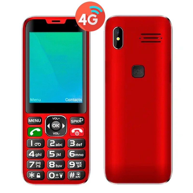 CELULAR TECNOLAB TELEFONO ADULTO MAYOR 4G 2.8' COLOR ROJO - 2