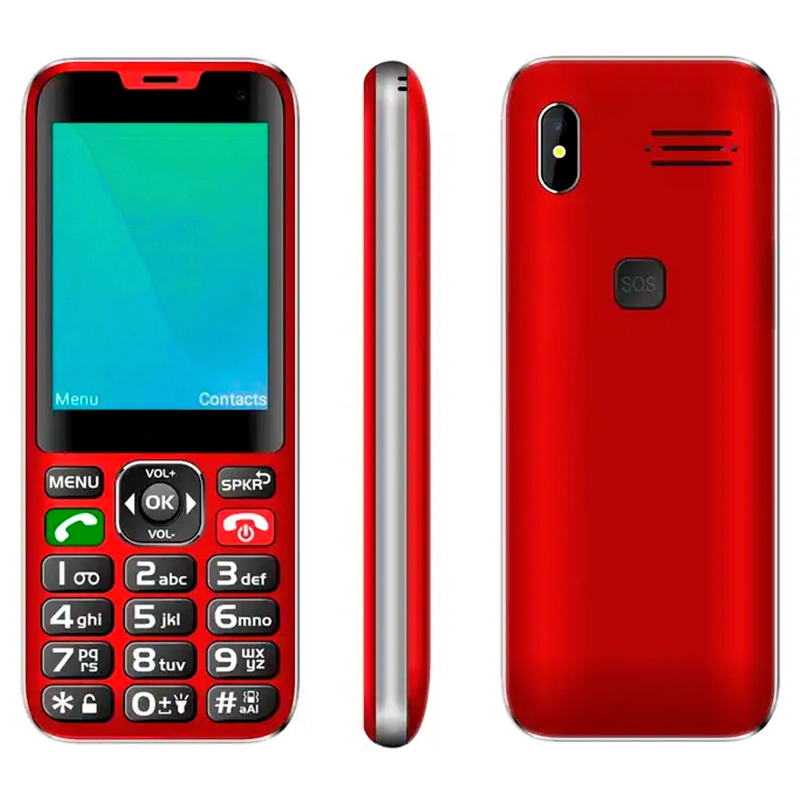 CELULAR TECNOLAB TELEFONO ADULTO MAYOR 4G 2.8' COLOR ROJO - 3