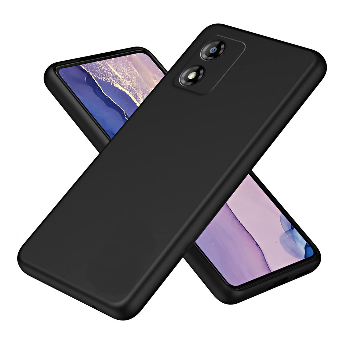 CARCASA PARA MOTOROLA MOTO E13 GOMA NEGRO - 1