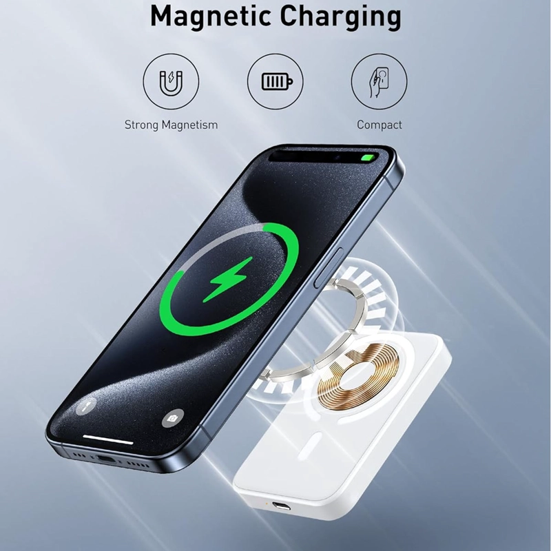 POWEBANK COMPATIBLE CON MAGSAFE CON IPHONE 10.000 MAH BLANCO - 2