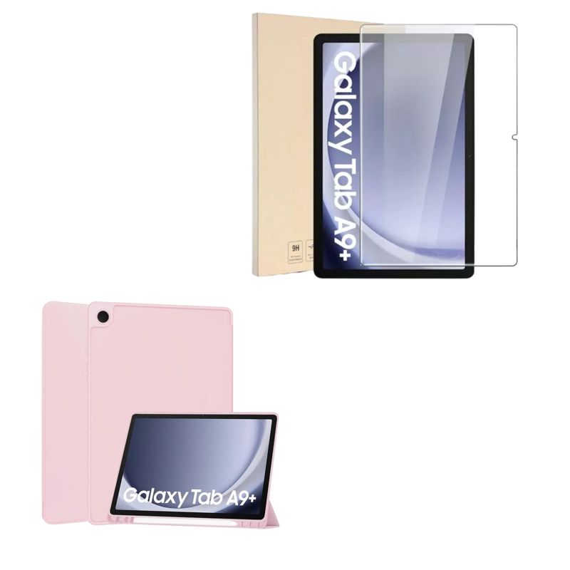FUNDA JOIGO LAMINA VIDRIO PARA TABLET SAMSUNG A9+ PLUS ROSADO - 1