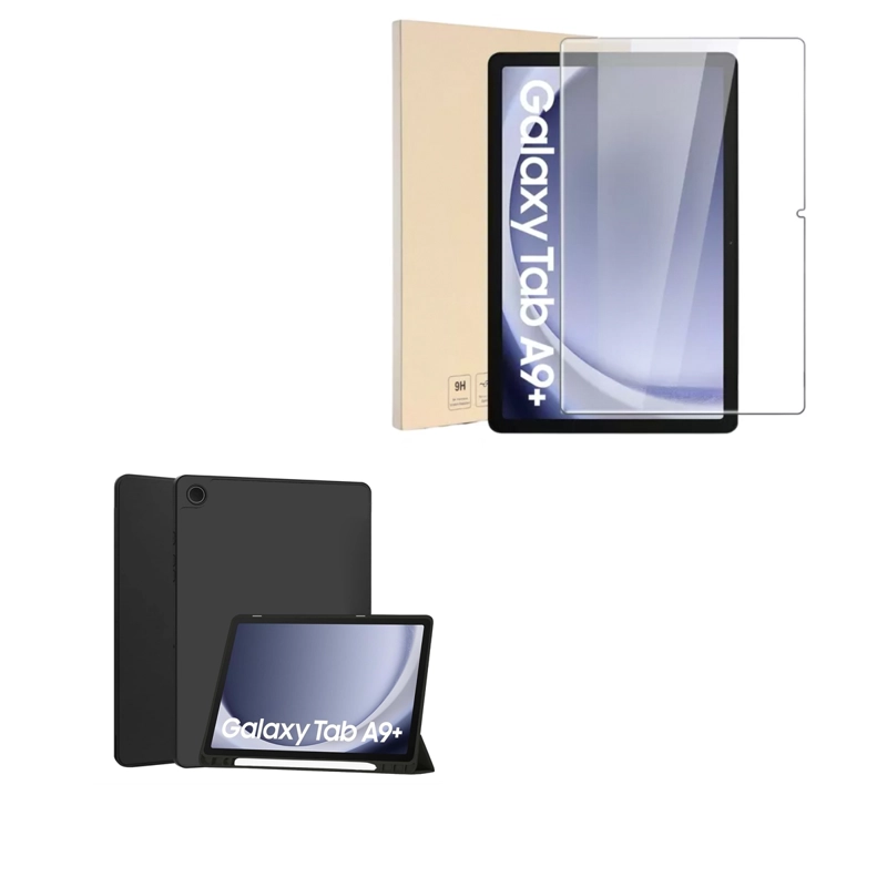 FUNDA JOIGO LAMINA VIDRIO PARA TABLET SAMSUNG A9+ PLUS NEGRO - 1
