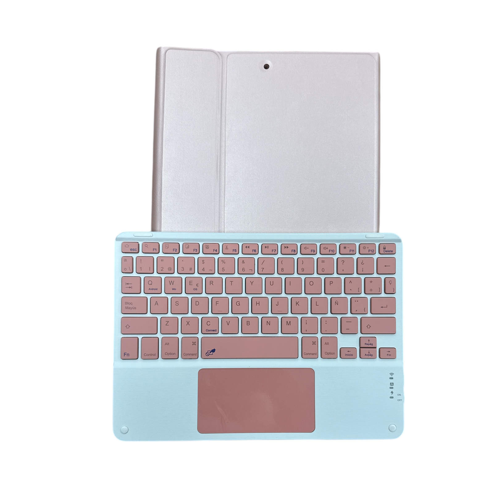 FUNDA PARA IPAD JOIGO 10.2 7 8 9NA + TECLADO ESPAÑOL TOUCHPAD ROSA - 1