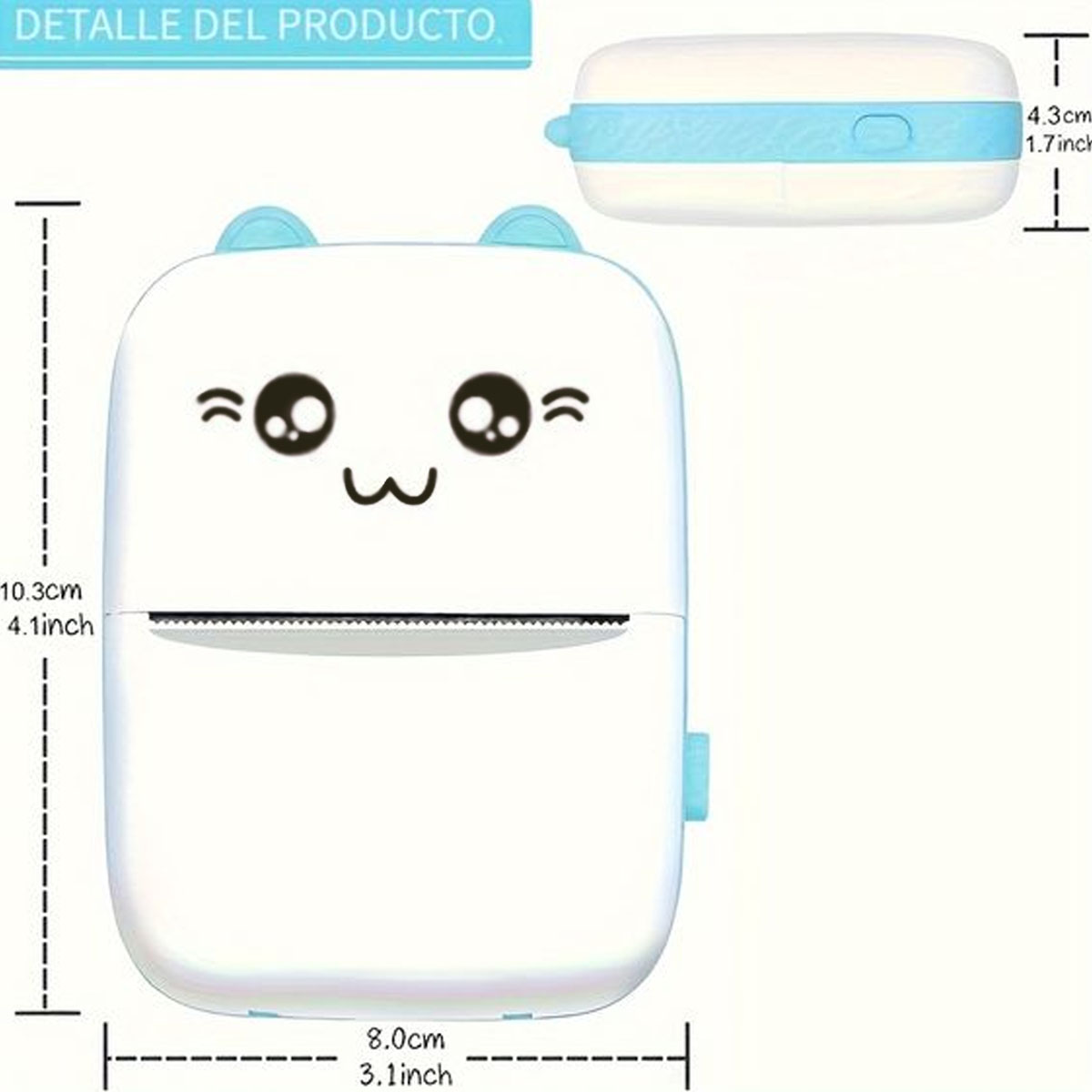 IMPRESORA TERMICA PORTATIL BLUETOOTH BATERIA RECARGABLE AZUL - 3