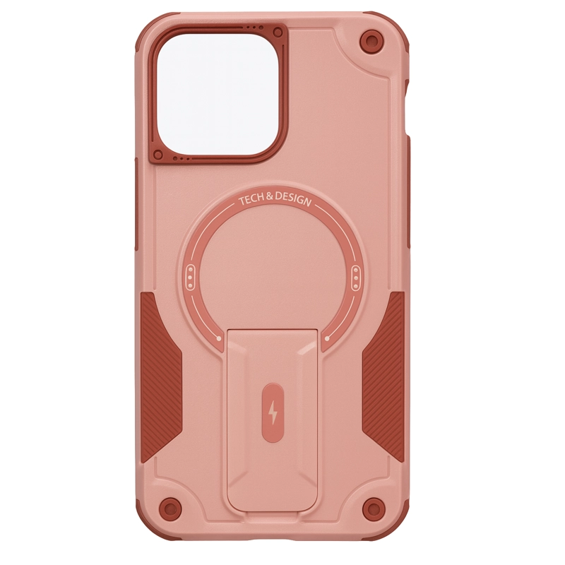 CARCASA IPHONE 13 14 JOIGO TIPO ARMOR MAGSAFE ROSADO - 1