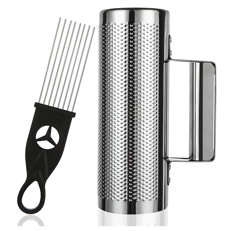 GUIRO METALICO ABIERTO DE 3X8 PULGADA PLATEADO INCLUYE PEINE - 1