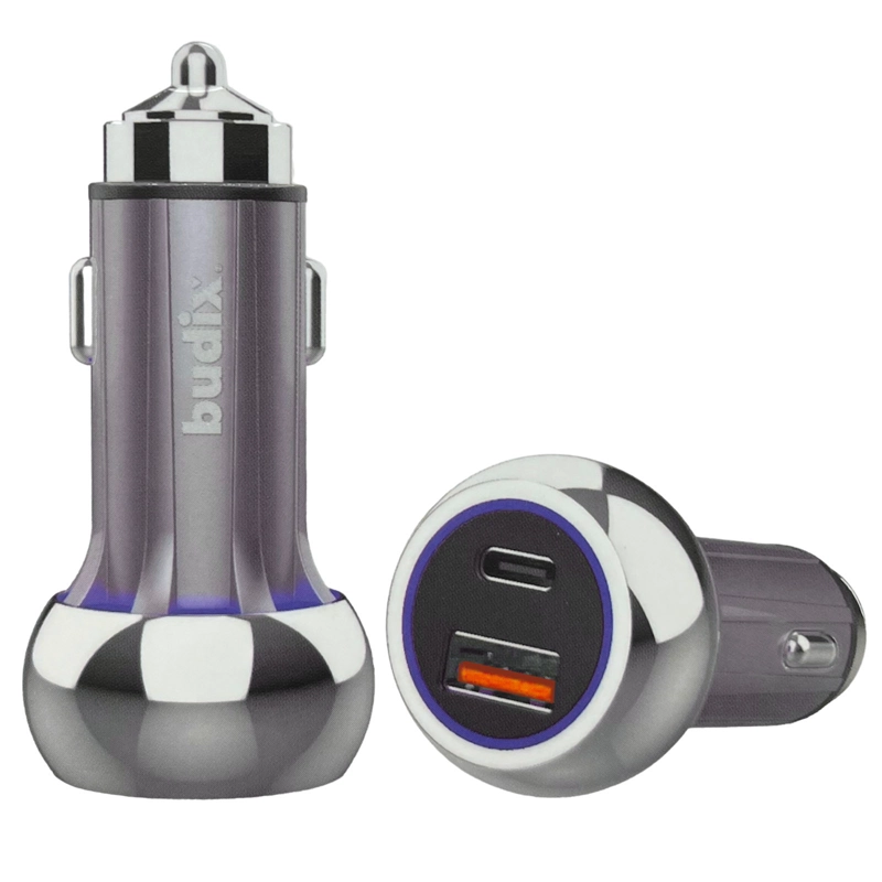 CARGADOR DE AUTO USB C DE 52.5W PROTECCIÓN CARGA RAPIDA GRIS - 1