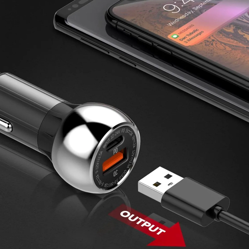 CARGADOR DE AUTO USB C DE 52.5W PROTECCIÓN CARGA RAPIDA GRIS - 3