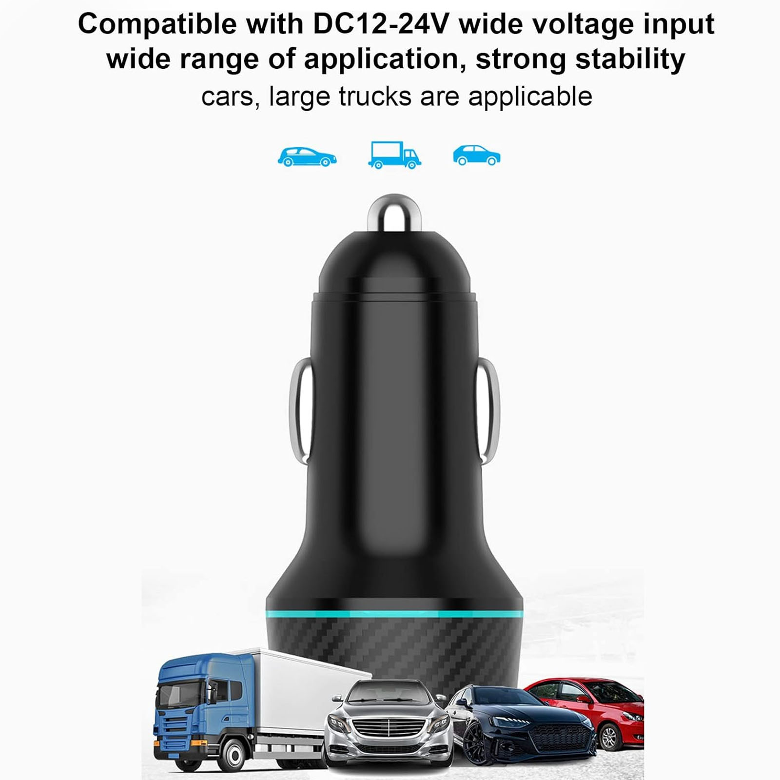 CARGADOR DE AUTO USB C 52.5W PROTECCIÓN CARGA RAPIDA NEGRO - 3