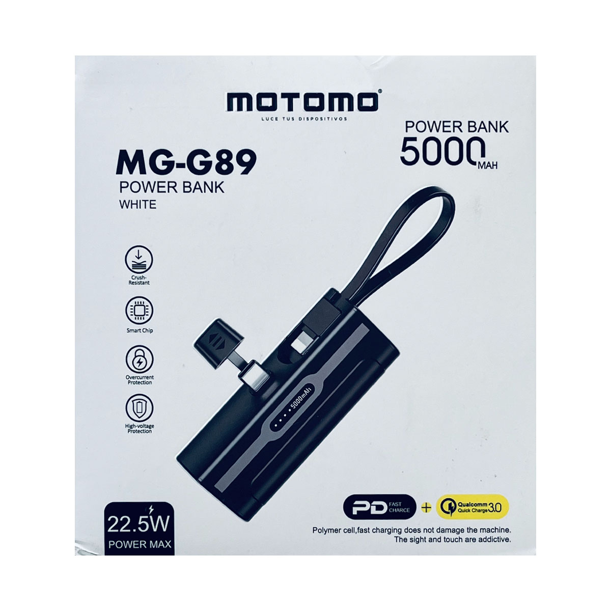 BATERIA EXTERNA POWER BANK CARGA RAPIDA 5000MAH MG-G89 NEGRO - 3