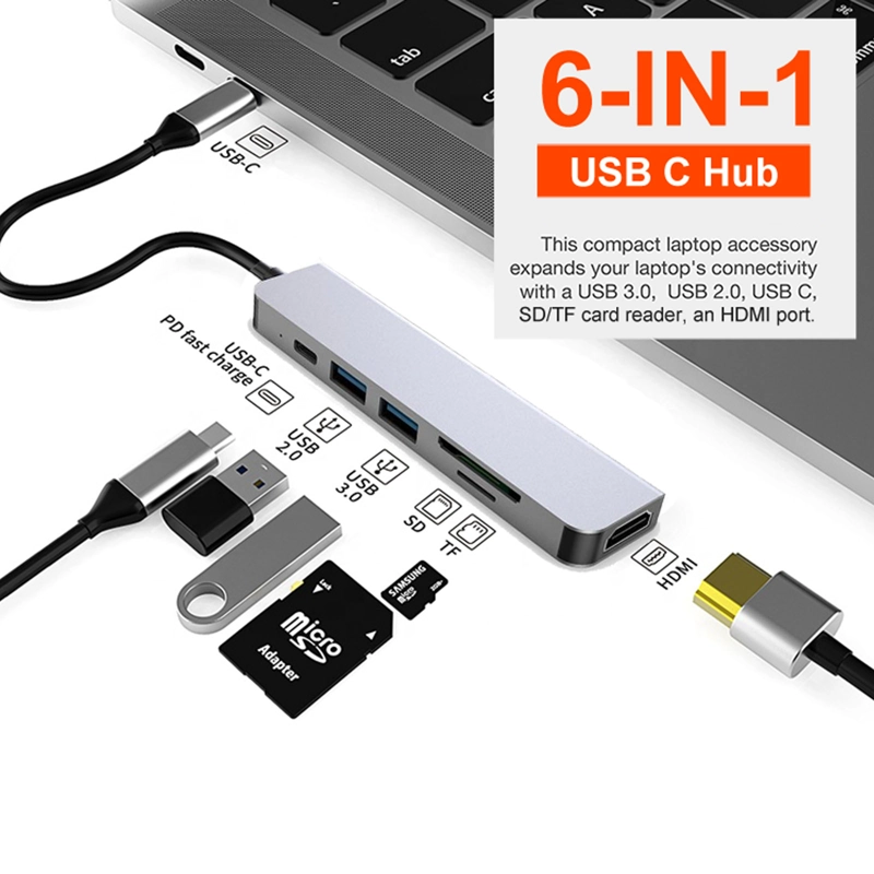 ADAPTADOR USB-C 6 EN 1 BYL-2010 HDMI 4K+USB3.+USB2+SD+TF+PD - 4