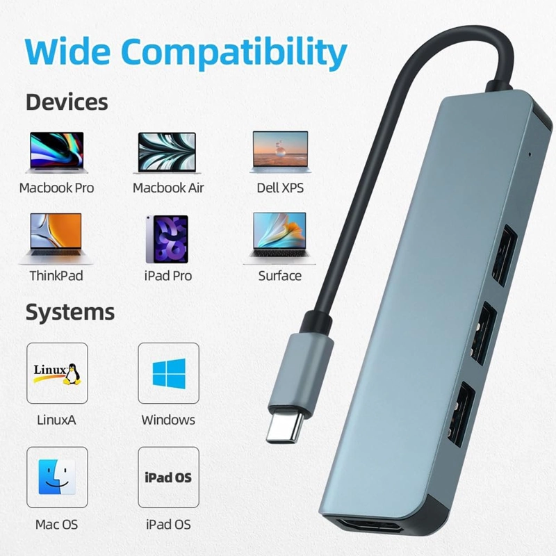 ADAPTADOR JOIGO TIPO C 4 EN 1 BYL-2008N HD SUPORT 4K+2USB2.0+USB3 - 4