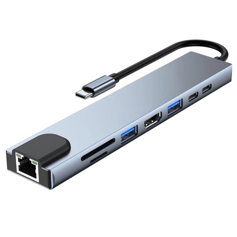 ADAPTADOR JOIGO TIPO C 8 EN 1 BYL-2017L HDMI+USB+USBC+SD+TF+PD+LAN - 1