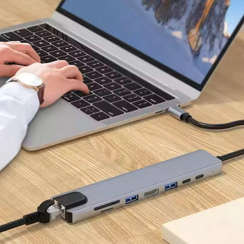 ADAPTADOR JOIGO TIPO C 8 EN 1 BYL-2017L HDMI+USB+USBC+SD+TF+PD+LAN - 4