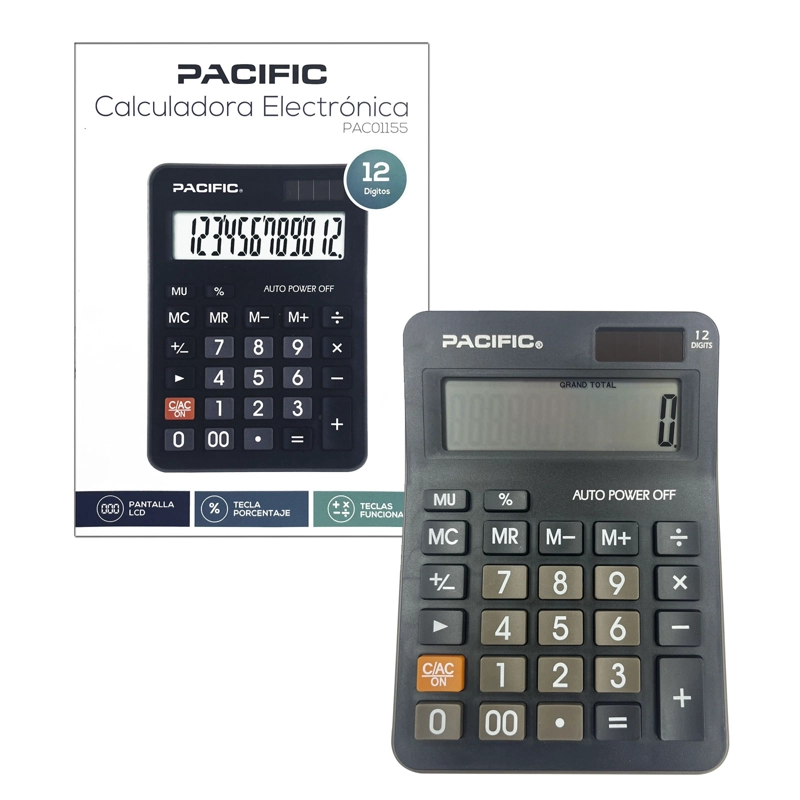 CALCULADORA JOIGO NEGRO ELECTRÓNICA 12 DIGIT PANTALLA LCD PAC01155 - 3