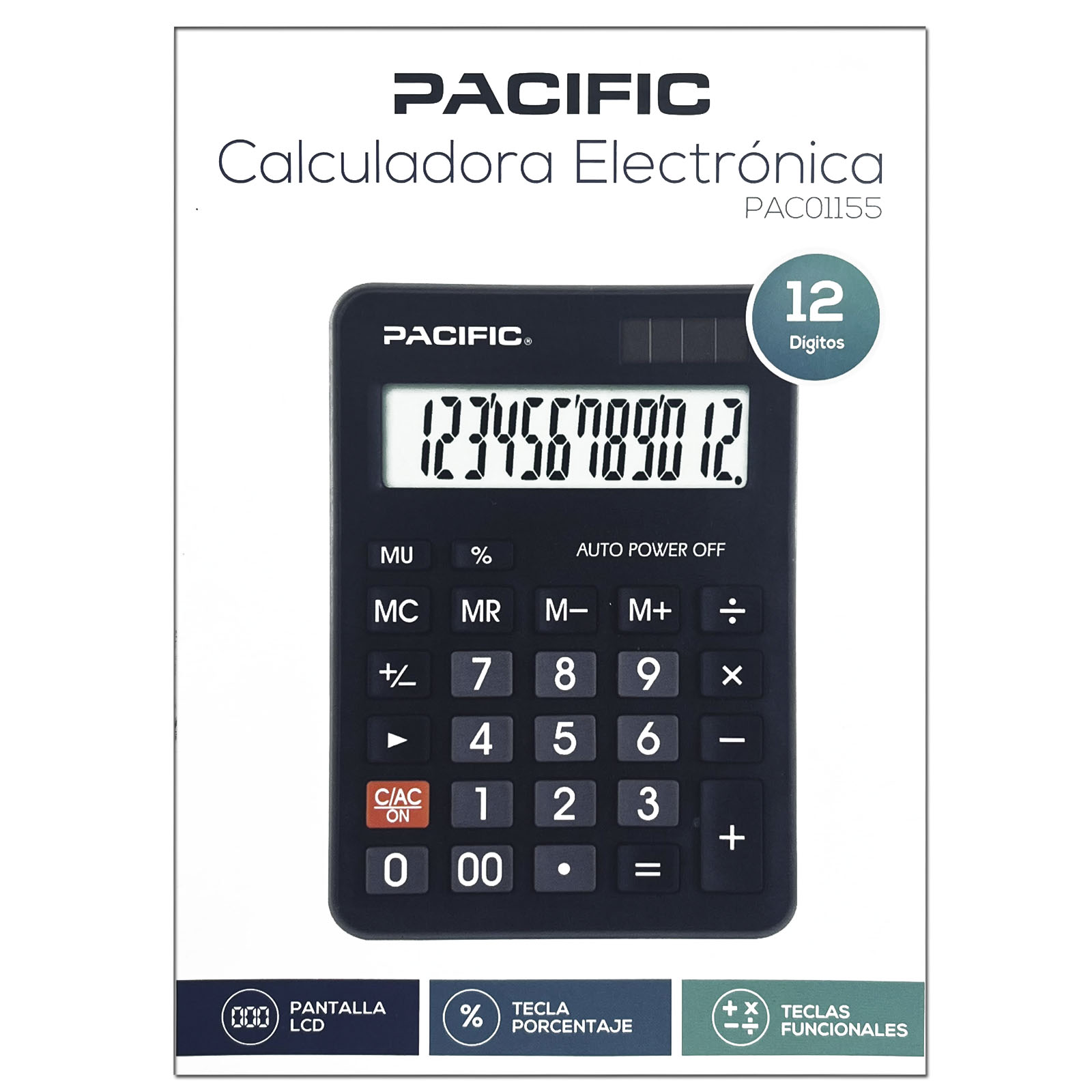 CALCULADORA JOIGO NEGRO ELECTRÓNICA 12 DIGIT PANTALLA LCD PAC01155 - 4